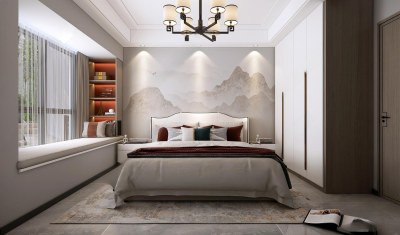 新中式卧室3D模型下载